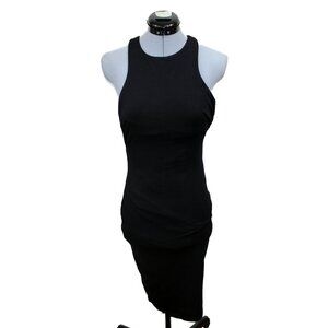 SOLEMIO Small Black Midi Body Con Dress Strappy Witchy Sexy Clubbing Party
